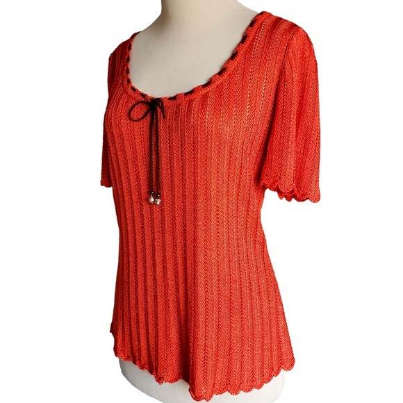 St. John Tops - St. John open knit top short sleeve crochet medium